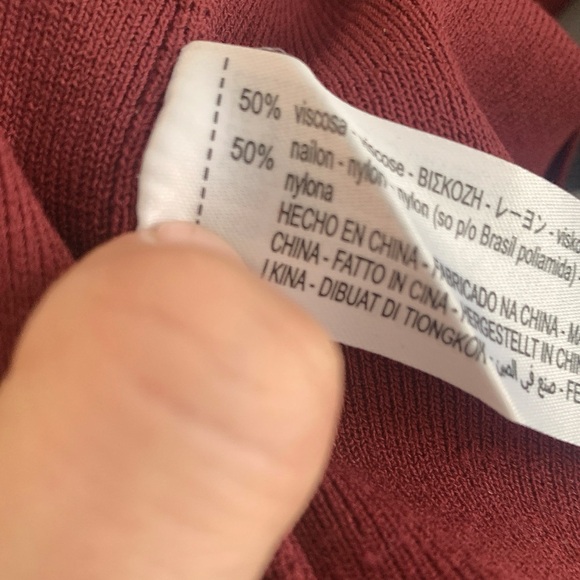 Burgundy Halter Backless Knit Bodycon Midi Dress S - Picture 3 of 3